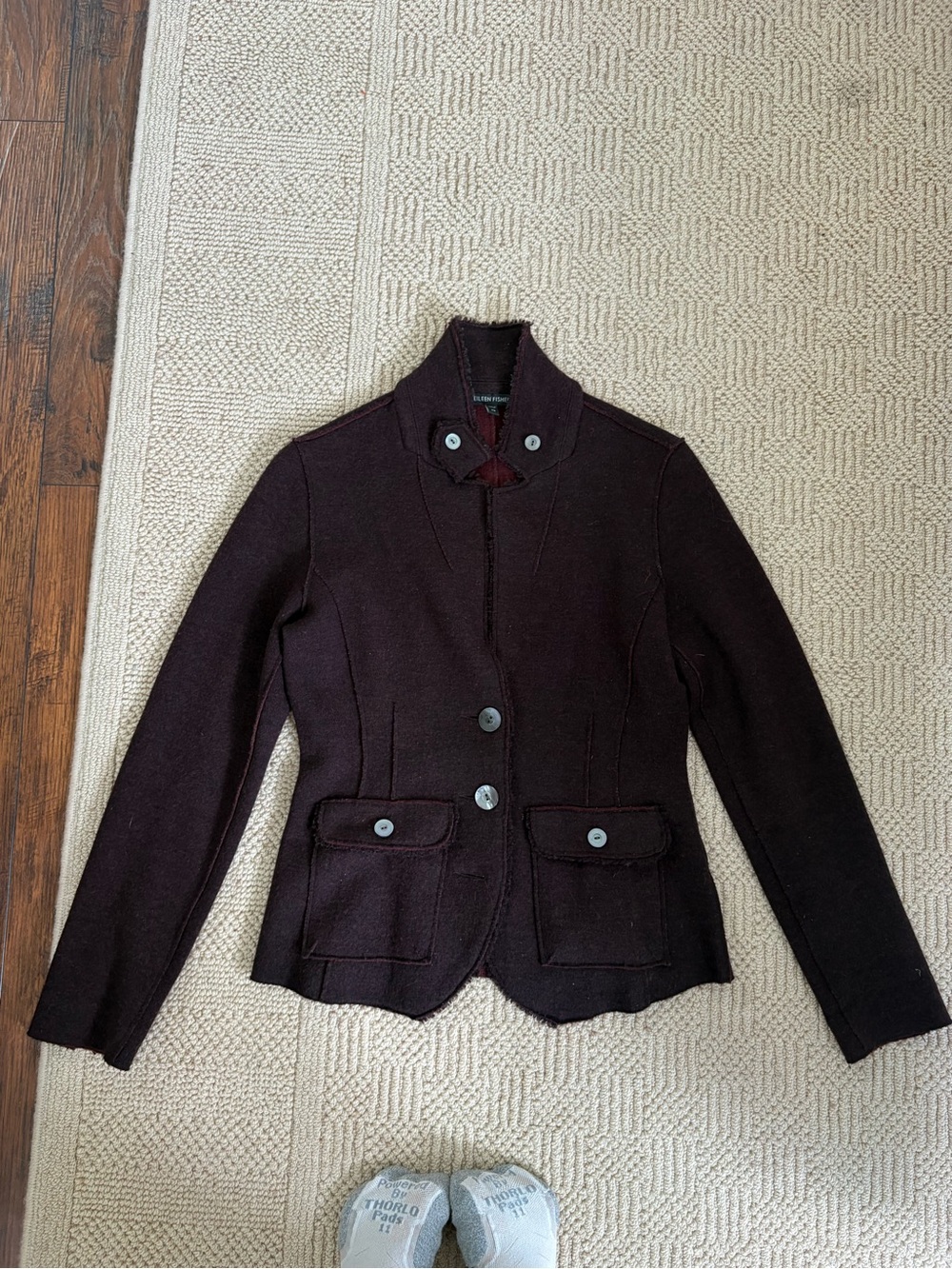 Eileen Fisher Dark Brown Tailored Wool-Blend Jacket